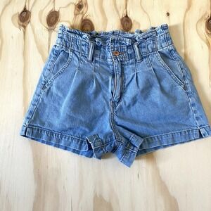 American Eagle Womens Pleated Jean Shorts Size 00 Paper Bag Mom High Rise